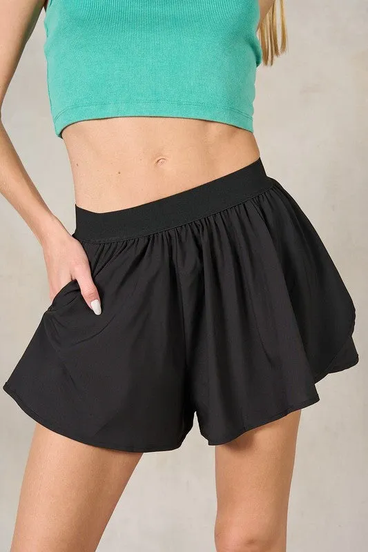 Exposed Waist Elastic Summer Shorts