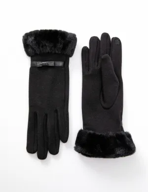 Faux Fur Trim Gloves