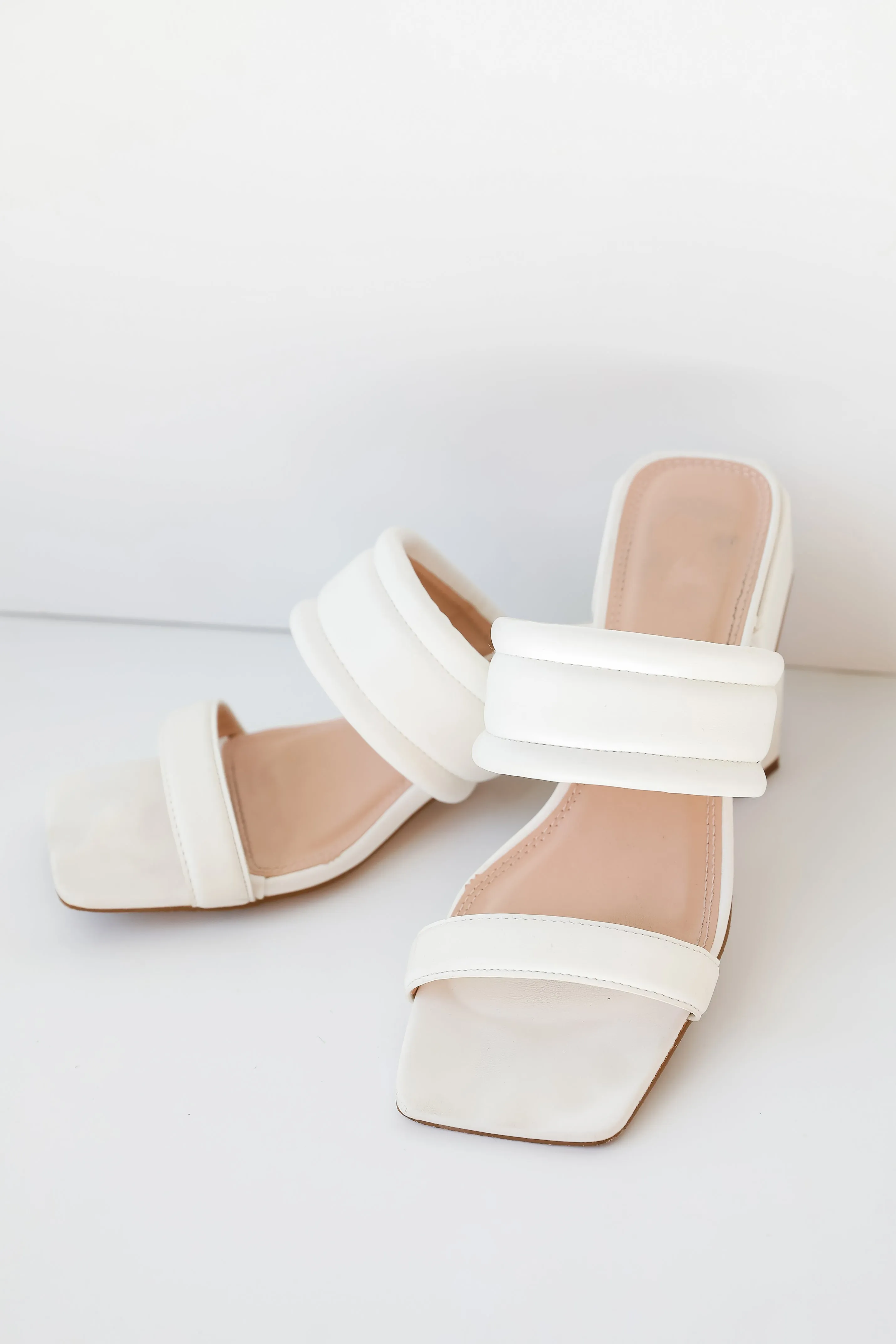 FINAL SALE - Feeling Fine White Double Strap Heels