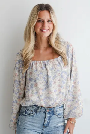 FINAL SALE - Stylish Grace Cream Floral Blouse