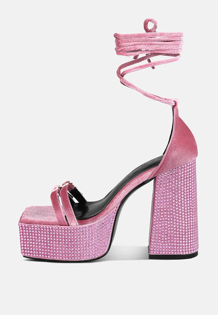 Firecrown Rhinestone Platform High Block Sandals