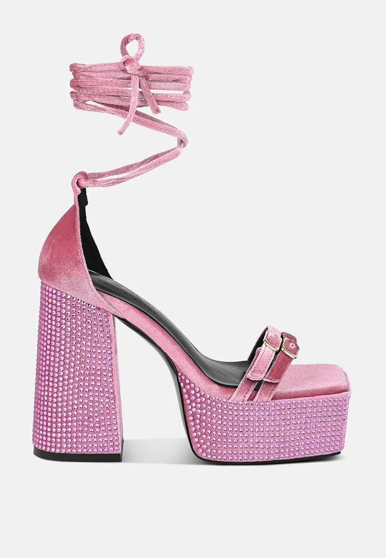 Firecrown Rhinestone Platform High Block Sandals