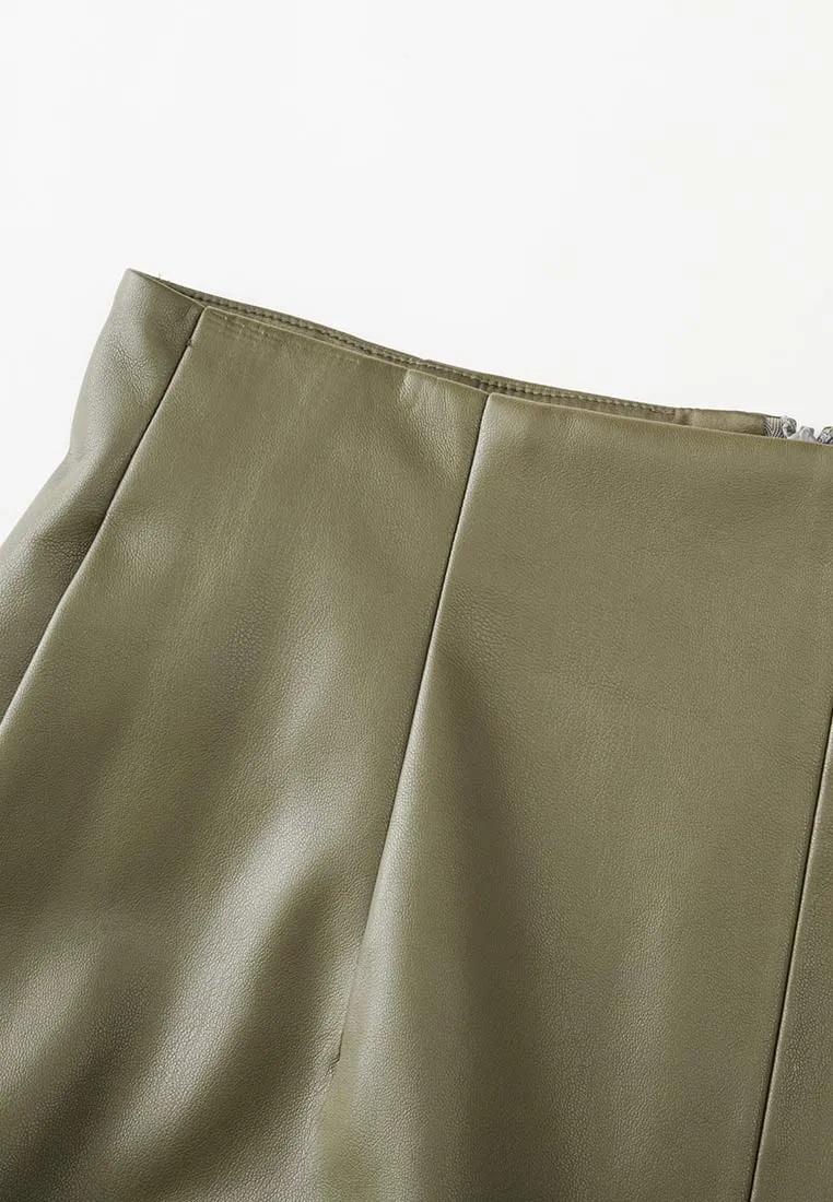 Fishtail Detailing Vegan Leather Skirt