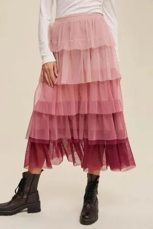 Flirty & Fun: Layered Tulle Midi Skirt for Every Day