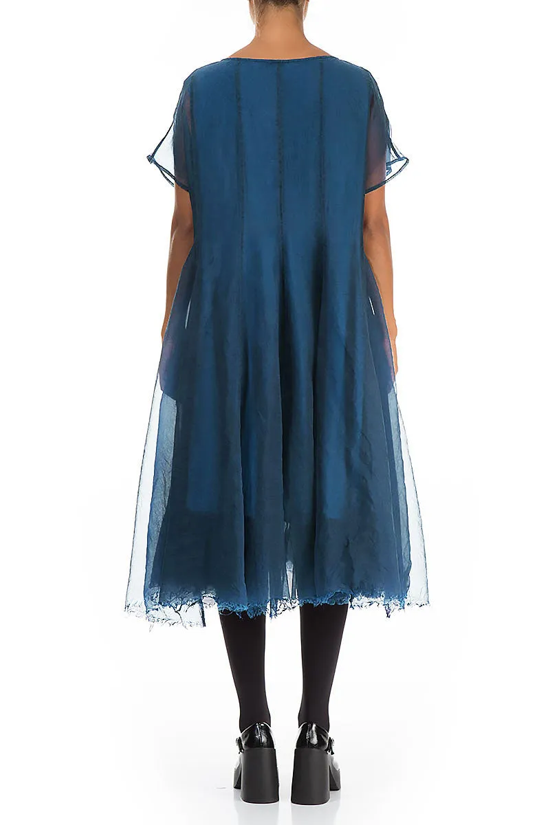 Flowy Azure Silk Chiffon Dress