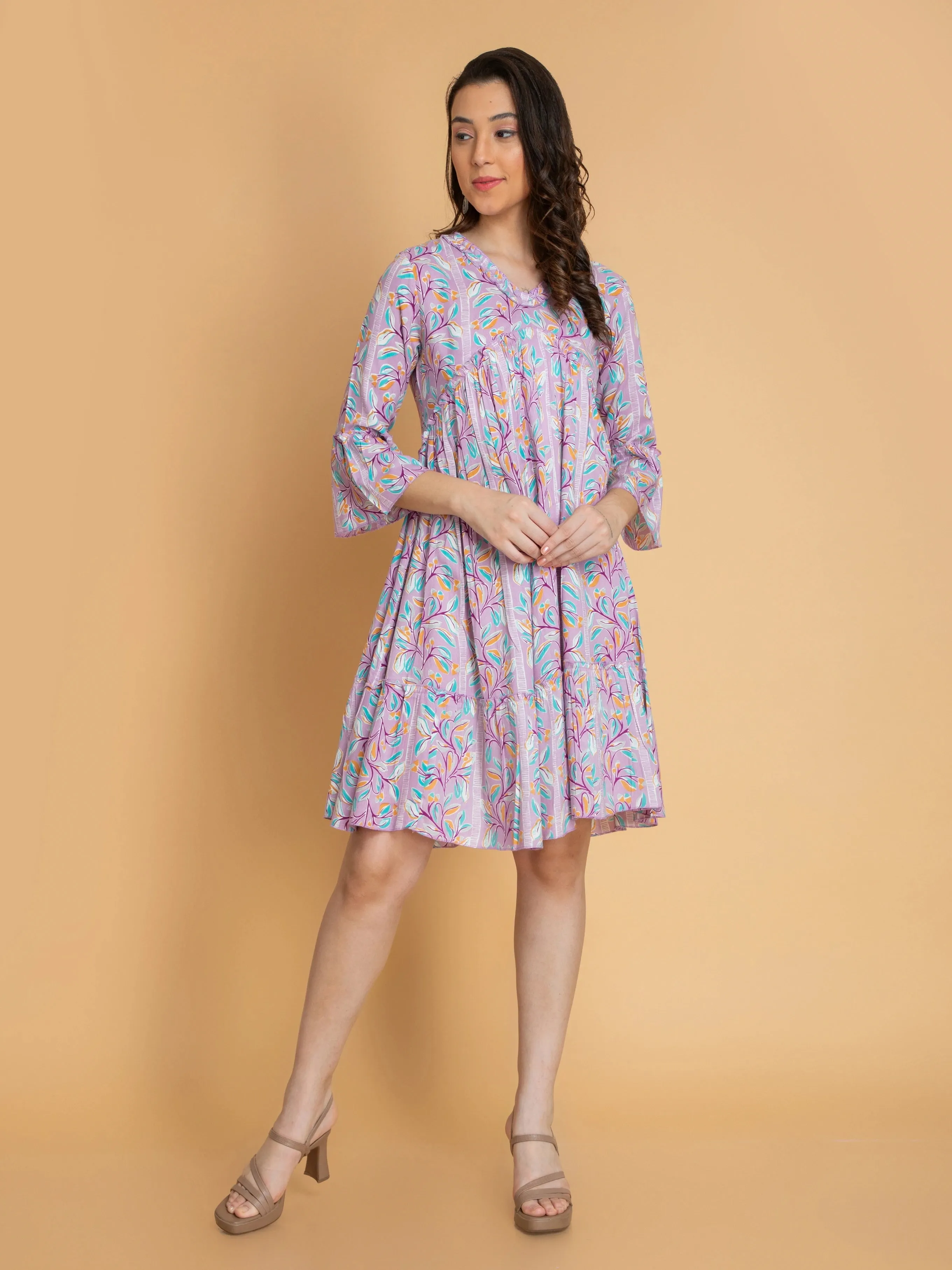 Flowy Rayon Printed Tiered Dress