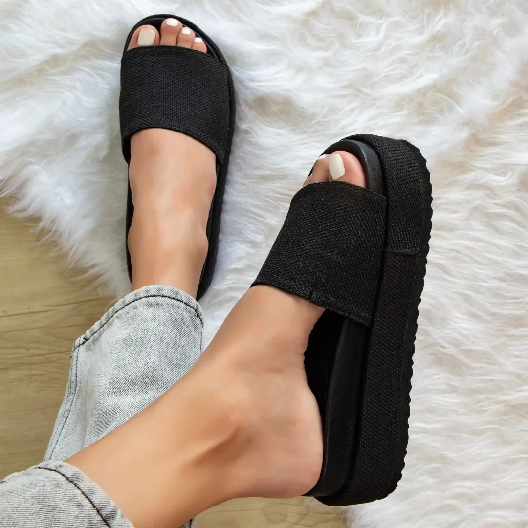 Footbed Platform Slide Sandals