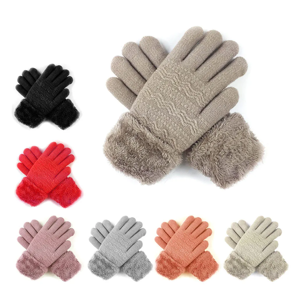 Fur Lined Knit Gloves