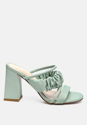 Genesis Ruched Strap Block Sandals