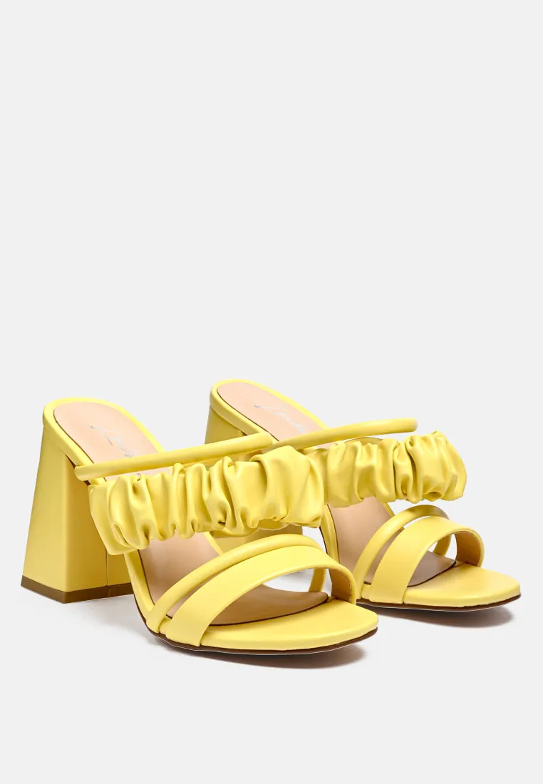 Genesis Ruched Strap Block Sandals