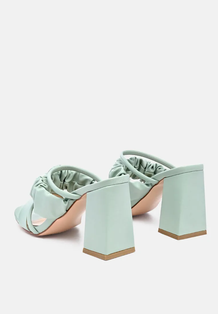 Genesis Ruched Strap Block Sandals