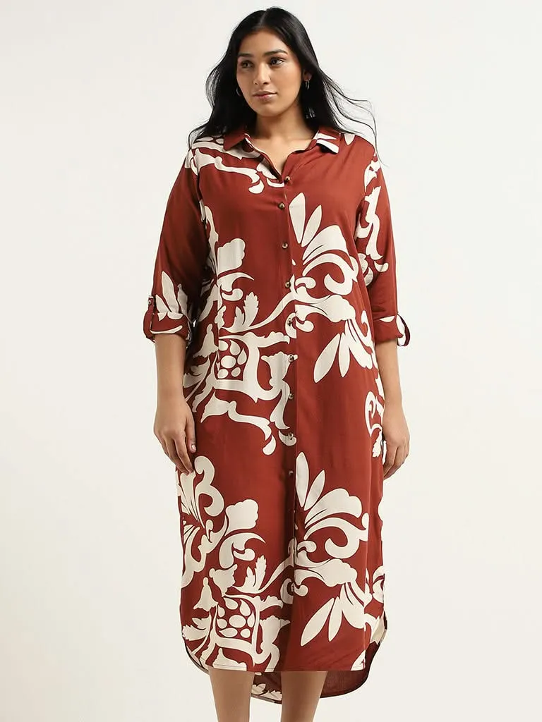 Gia Brown Printed Shirt Dress