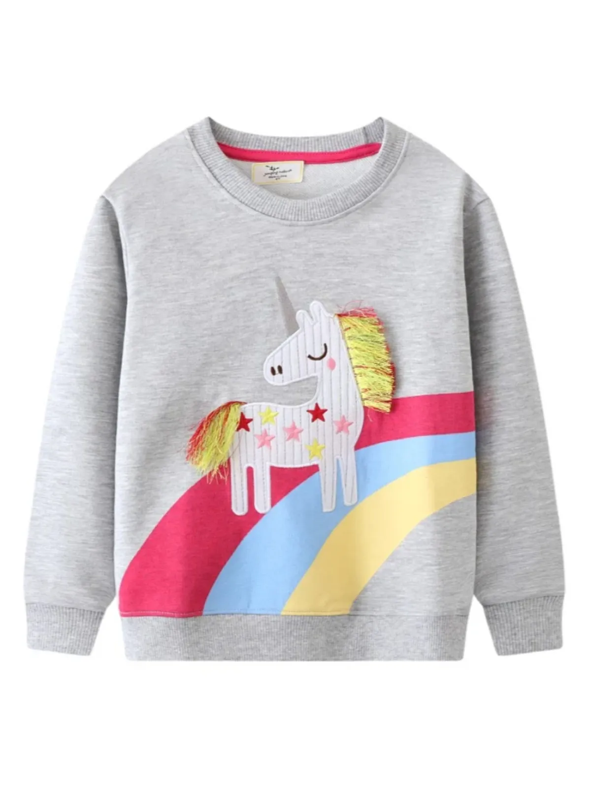 Girl's Cozy Unicorn and Rainbow Print Sweatshirt