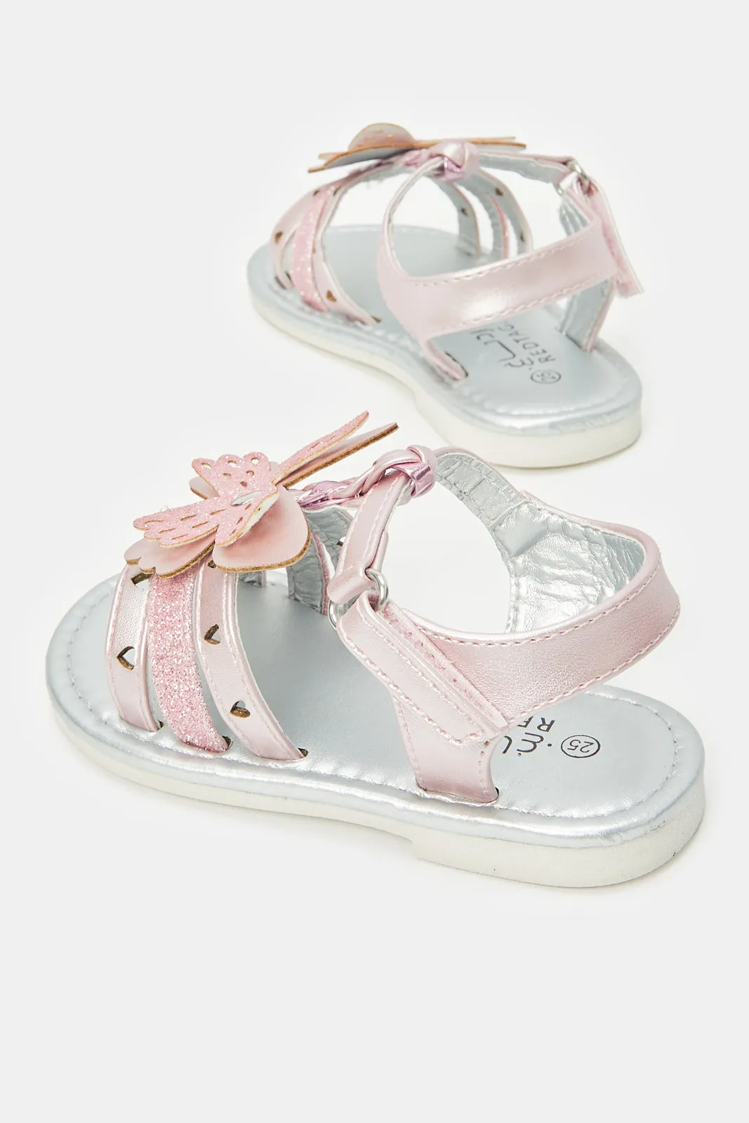 Girls Pink Butterfly Embellishment Sandal