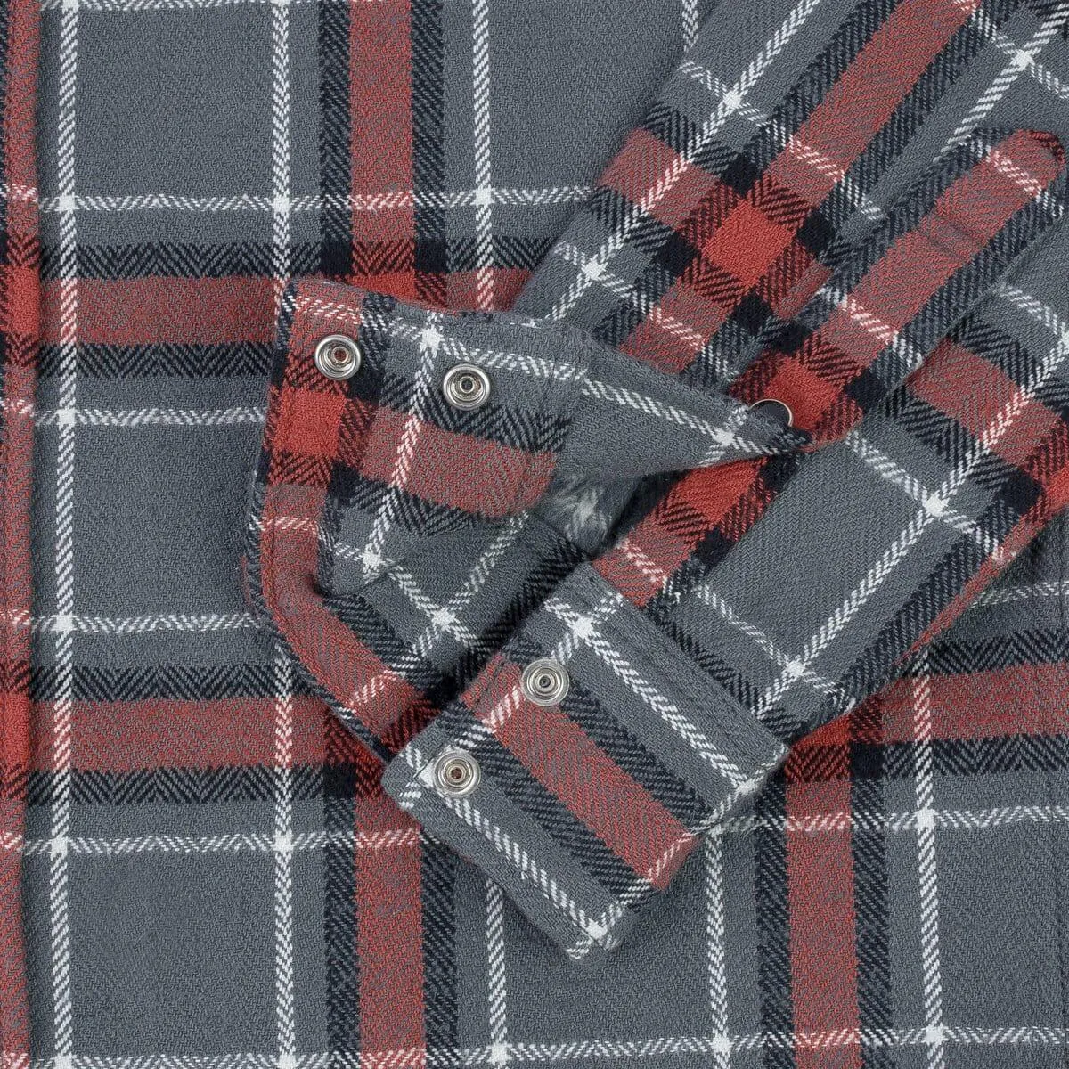 Iron Heart - IHSH-369-GRY - 12oz Slubby Heavy Flannel Herringbone Check Western Shirt - Grey