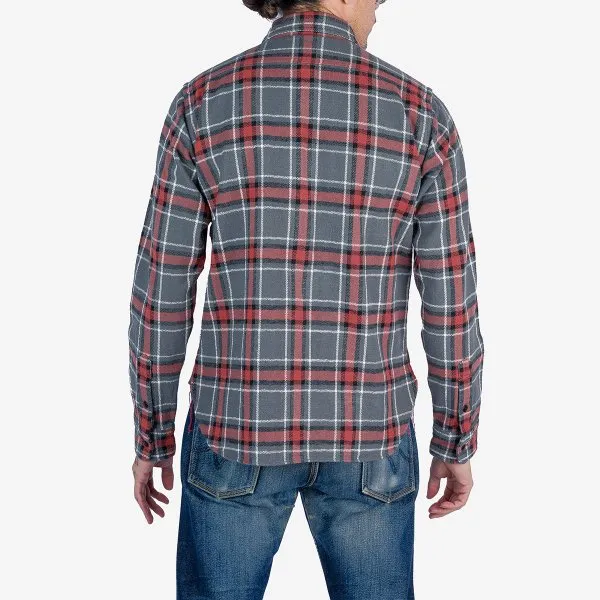 Iron Heart IHSH-375-GRY 12oz Slubby Heavy Flannel Herringbone Check Work Shirt