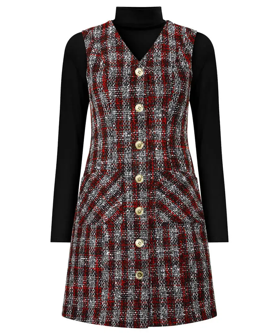 Joe Browns 16 Grey Check Pinafore Dress