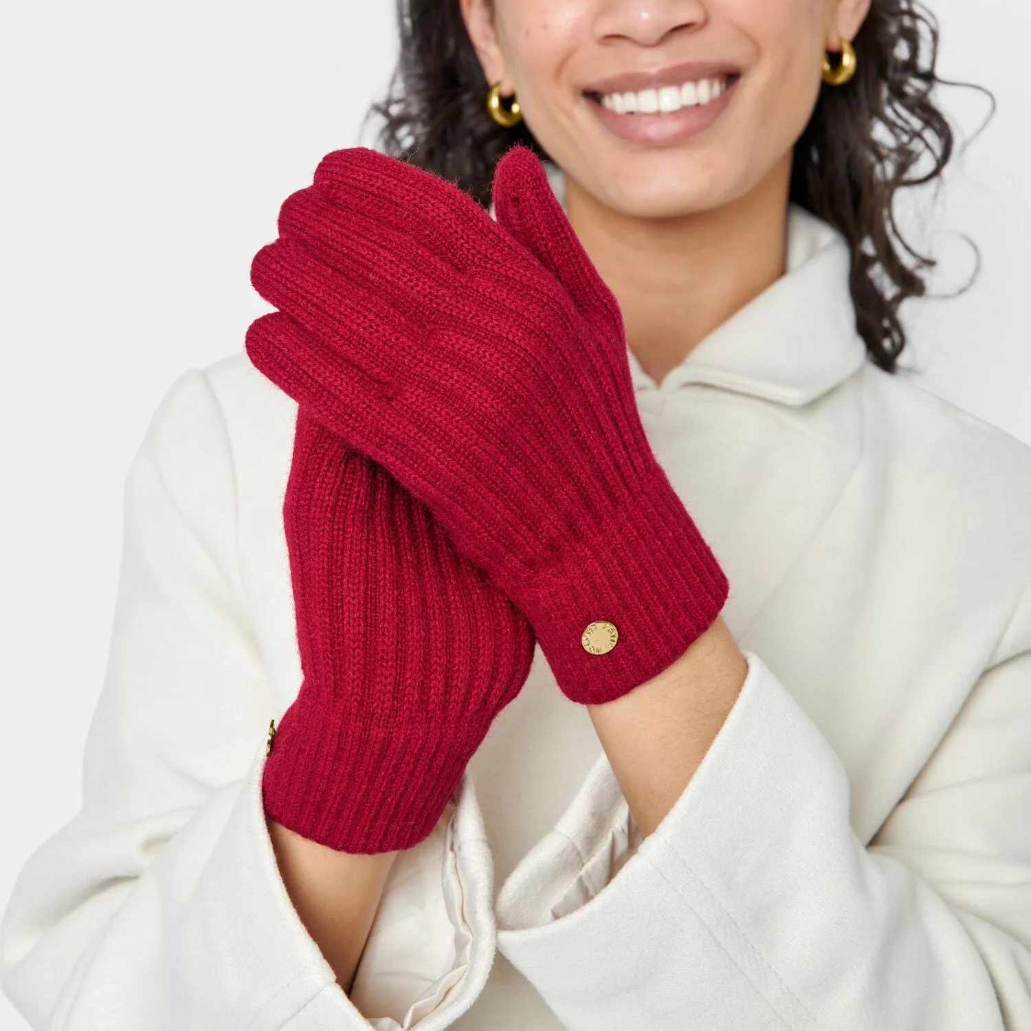 Katie Loxton 24cm Garnet Red Knitted Gloves