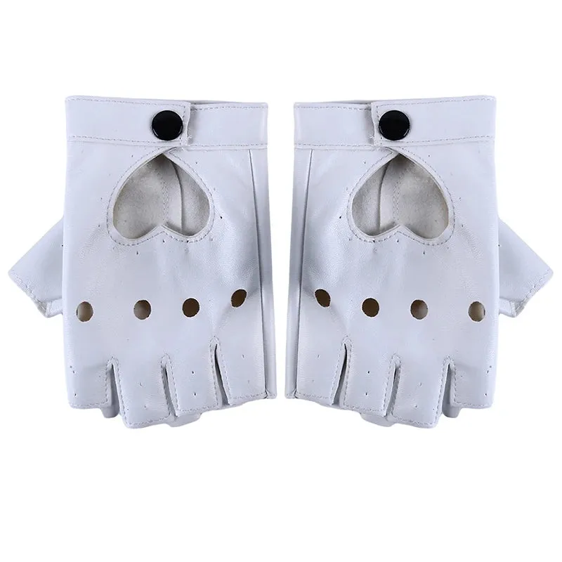 Leather Gloves Guantes Mujer For Women Girls Red Balck White Loving Heart Gloves For Women