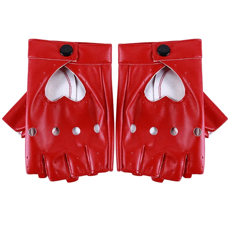 Leather Gloves Guantes Mujer For Women Girls Red Balck White Loving Heart Gloves For Women