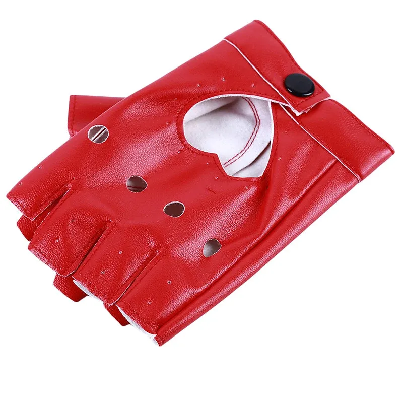 Leather Gloves Guantes Mujer For Women Girls Red Balck White Loving Heart Gloves For Women