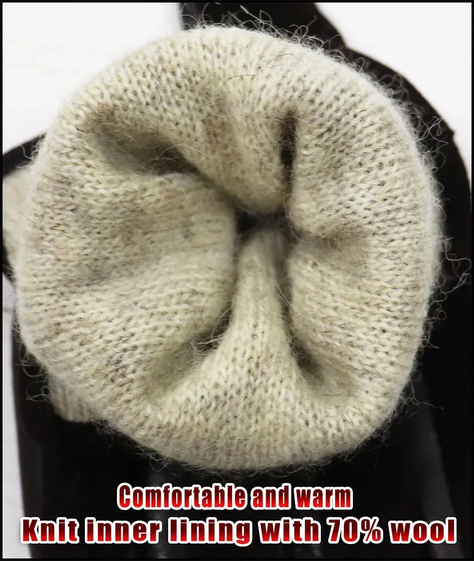 Leather Gloves Women's Sheepskin Suede Gloves Frosted Leather Autumn and Winter Thin and Thick Warm Knitted Lining Fashion New