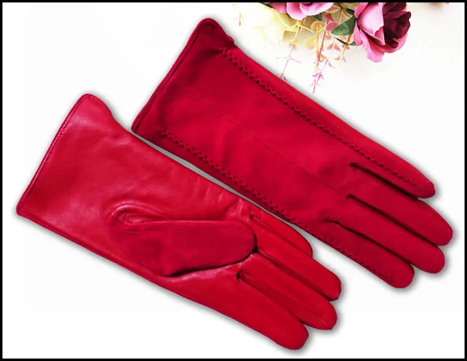 Leather Gloves Women's Sheepskin Suede Gloves Frosted Leather Autumn and Winter Thin and Thick Warm Knitted Lining Fashion New