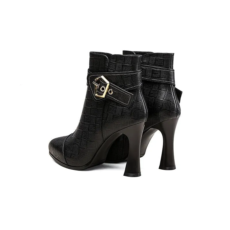 LuxeLeather Chic High Heeled Boots