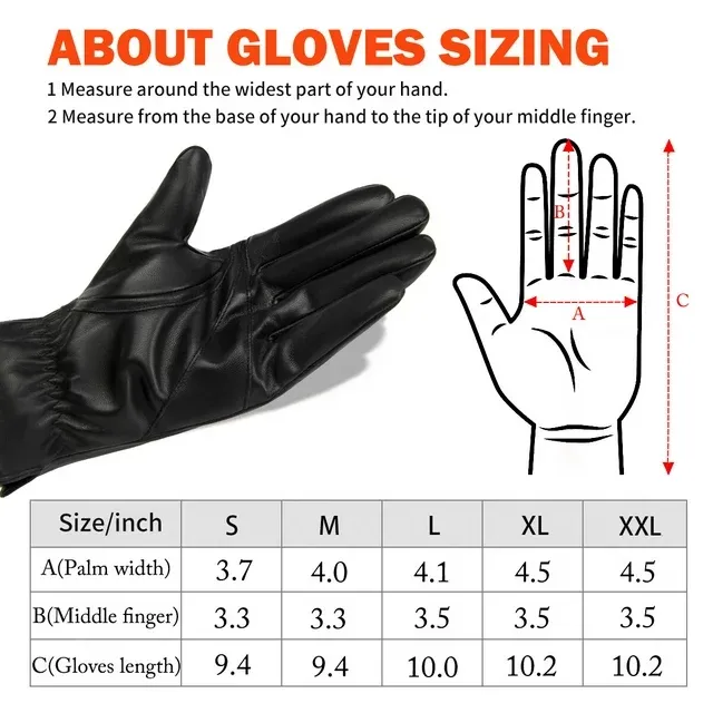 Men Warm Wool Lined PU Leather Winter Gloves Touchscreen Texting Driving Gloves ZB112