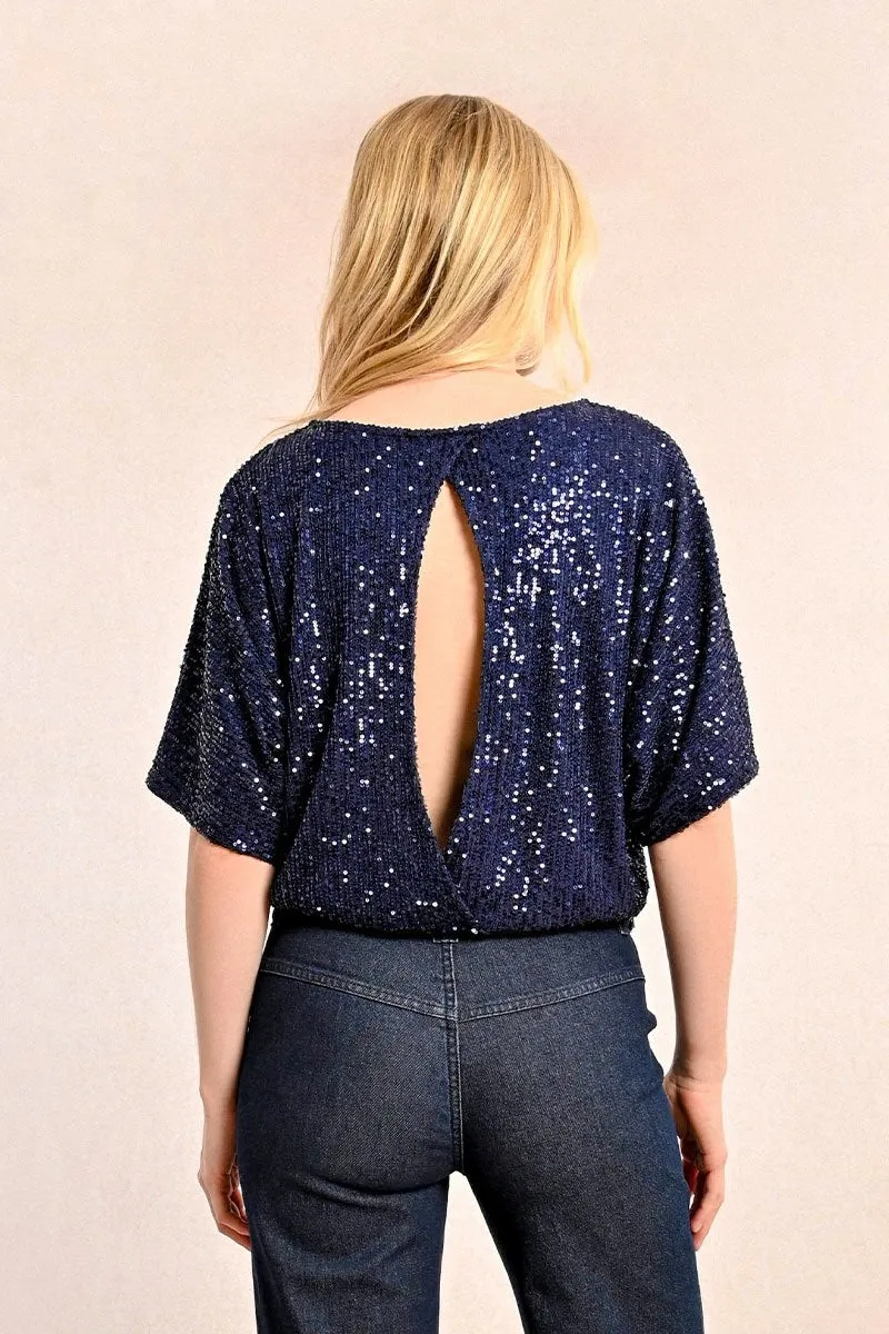 Molly Bracken Sequin Top Navy