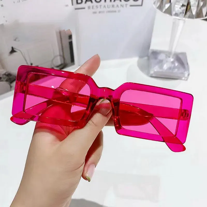 Personalized New Small Frame Rectangle Sunglasses Women Fashion Jelly Color Sun Glasses Women Travel Eyewear Uv400 Oculos De Sol