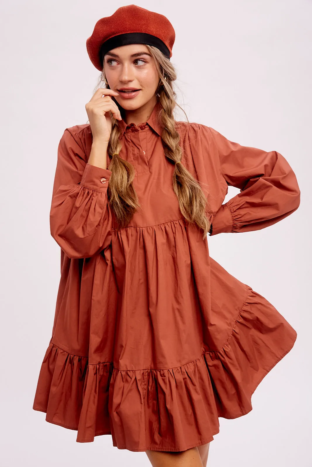 POPLIN MINI FLOWY DRESS