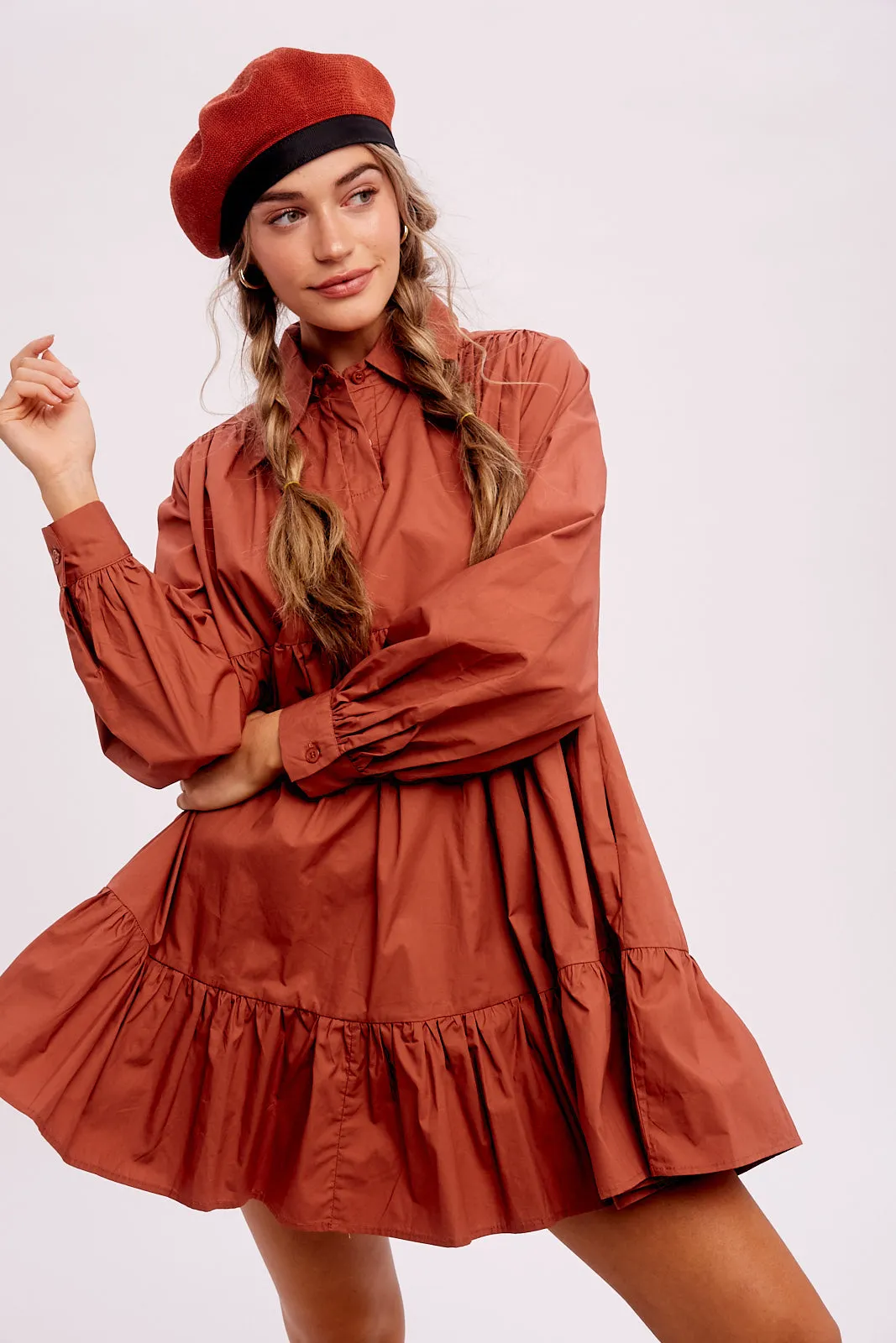 POPLIN MINI FLOWY DRESS