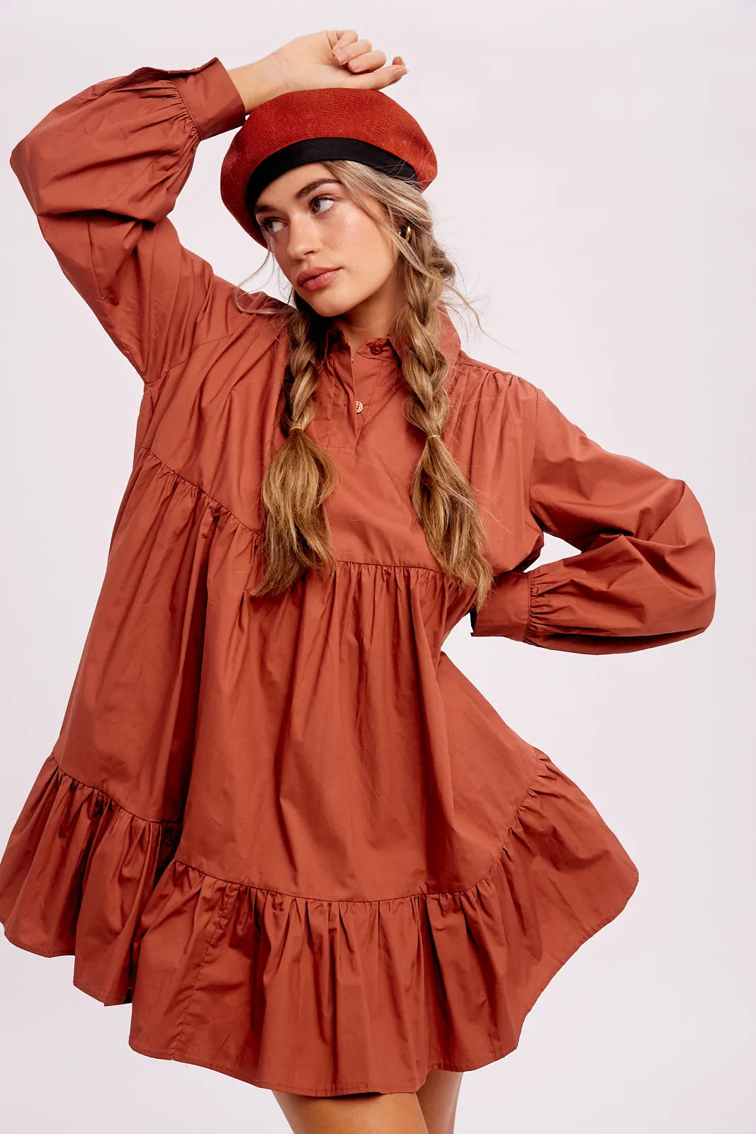 POPLIN MINI FLOWY DRESS