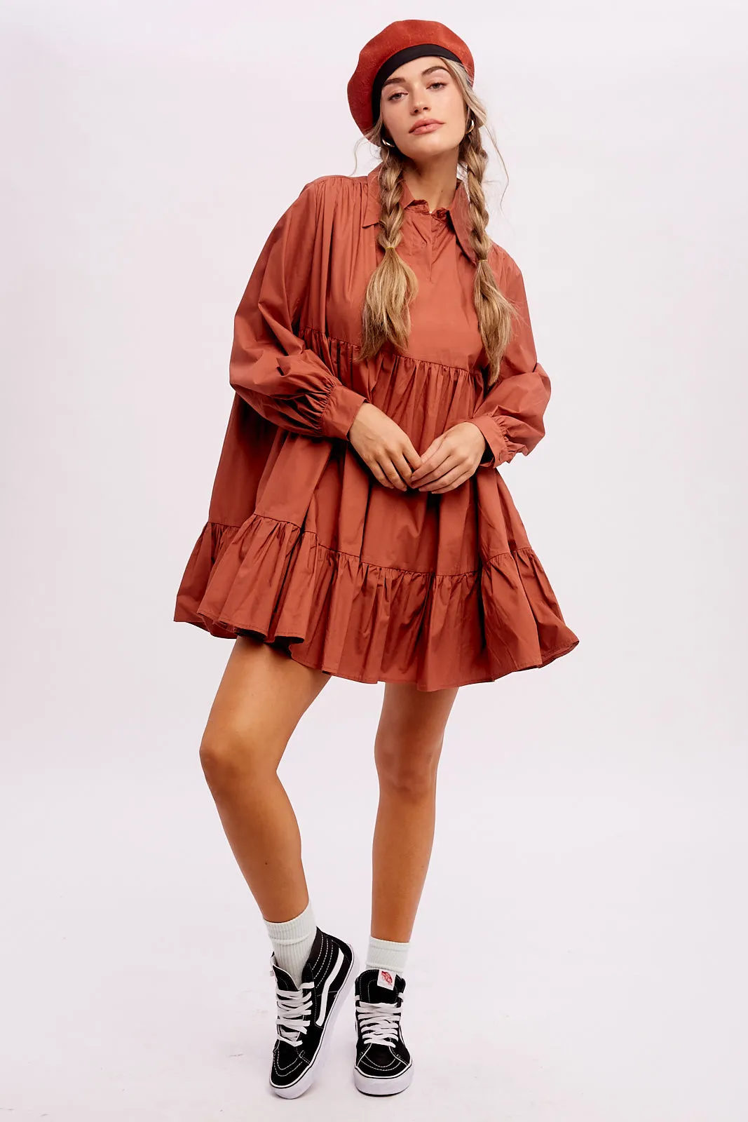 POPLIN MINI FLOWY DRESS