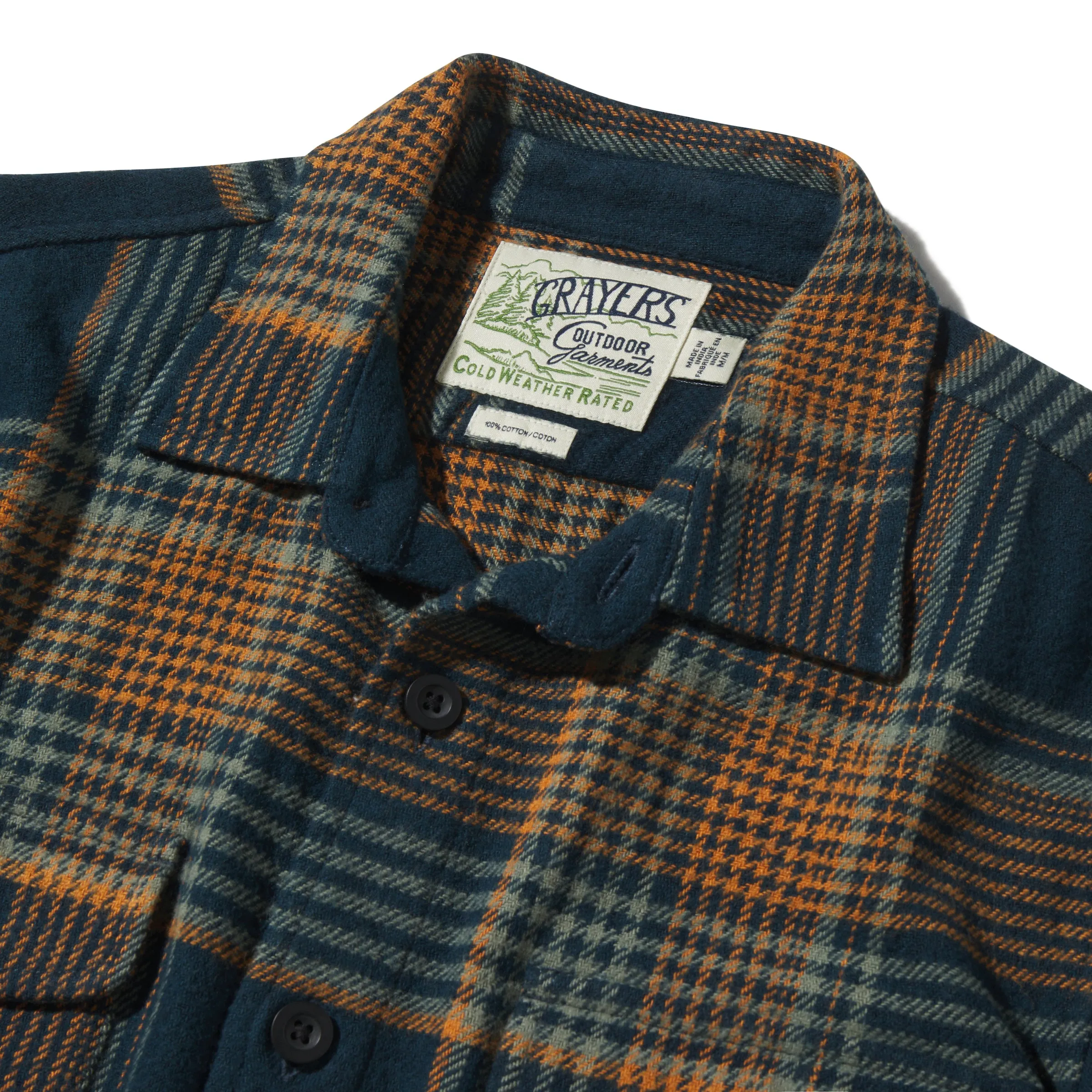 Portland Heavy Flannel - Navy Teal Orange