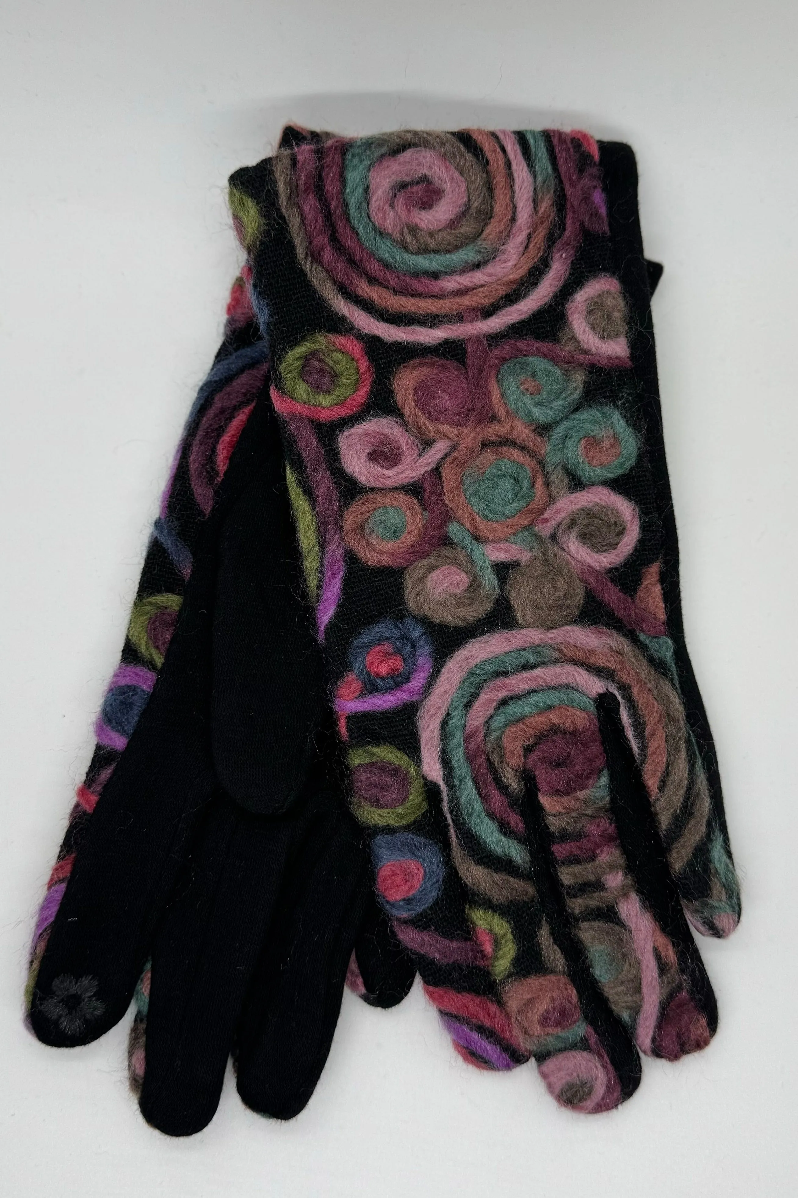 Purple & Pink Swirled Yarn Gloves