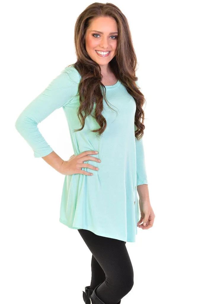 Push My Buttons Tunic - Mint (Small- 3XL)