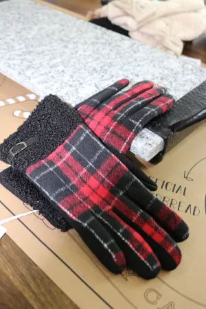 Red & Black Plaid Gloves