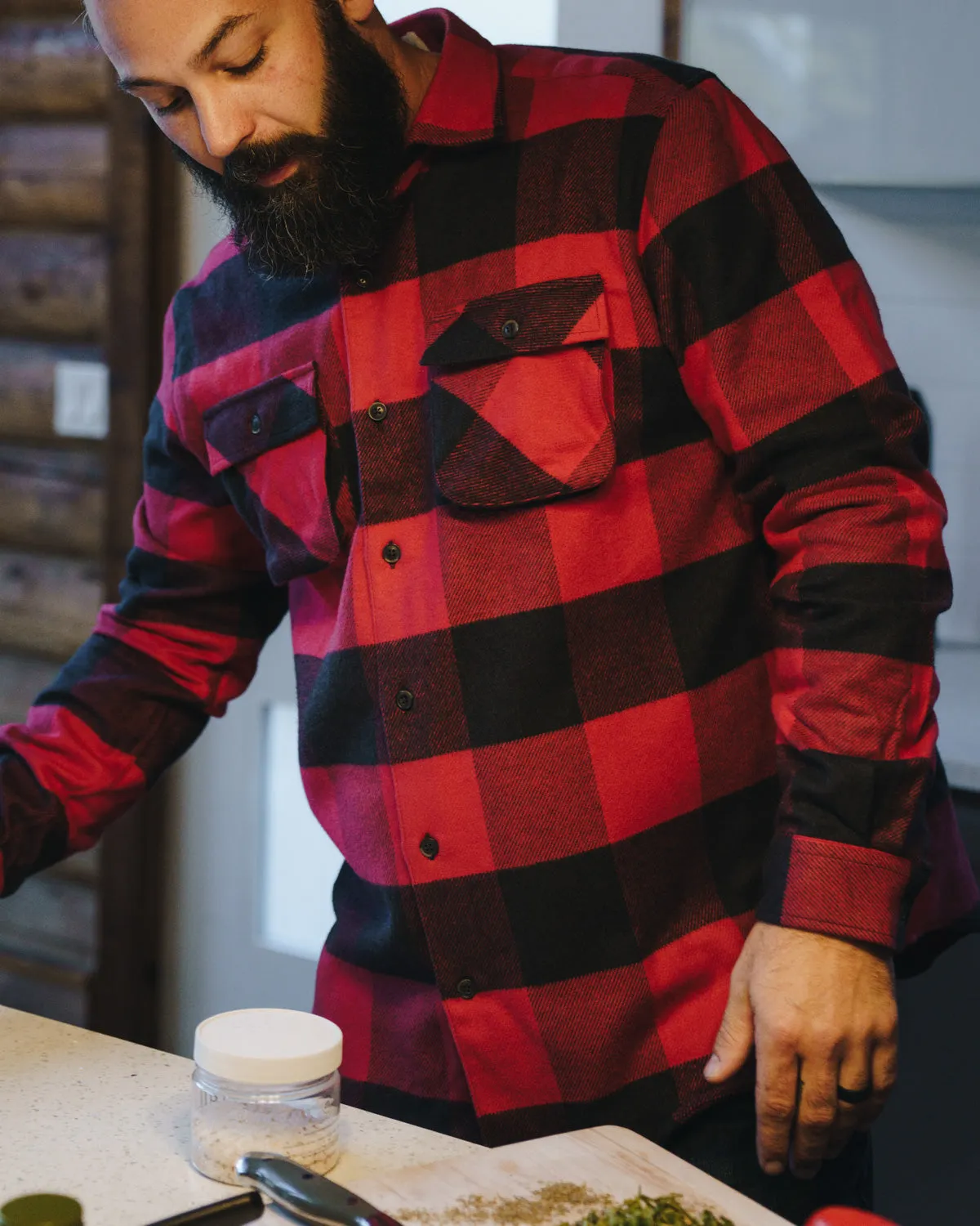 Relaxed Flannel, Giant Gingham in Vermillion