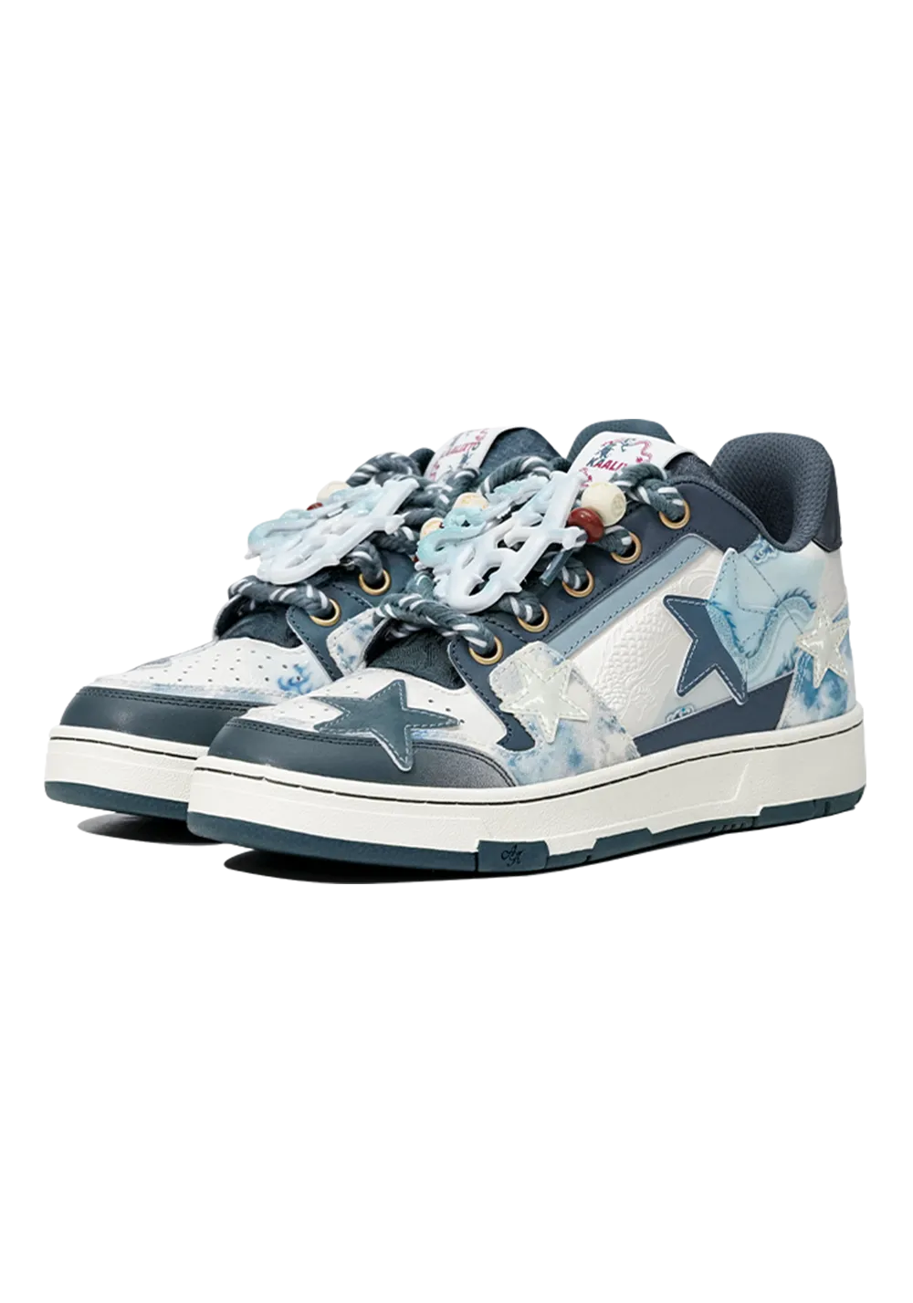 Retro Star Sneakers-Blue And White Porcelain