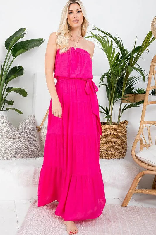 Rose Red Flowy Maxi Dress