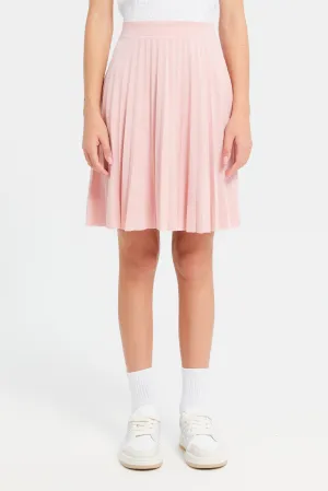 Senior Girls Pink Pleated Skirt