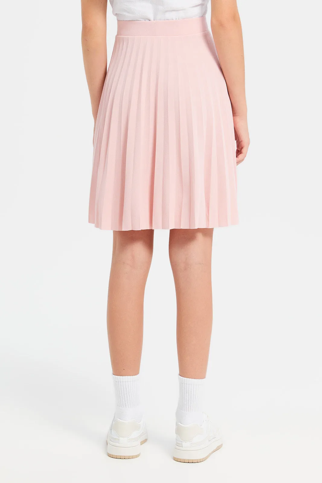 Senior Girls Pink Pleated Skirt