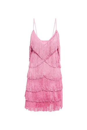 Sexy V Neck Spaghetti Strap Layered Fringe Flapper Bodycon Party Mini Dress