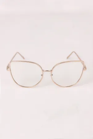 Simple Oversized Clear Lenses Cat Eyed Glasses