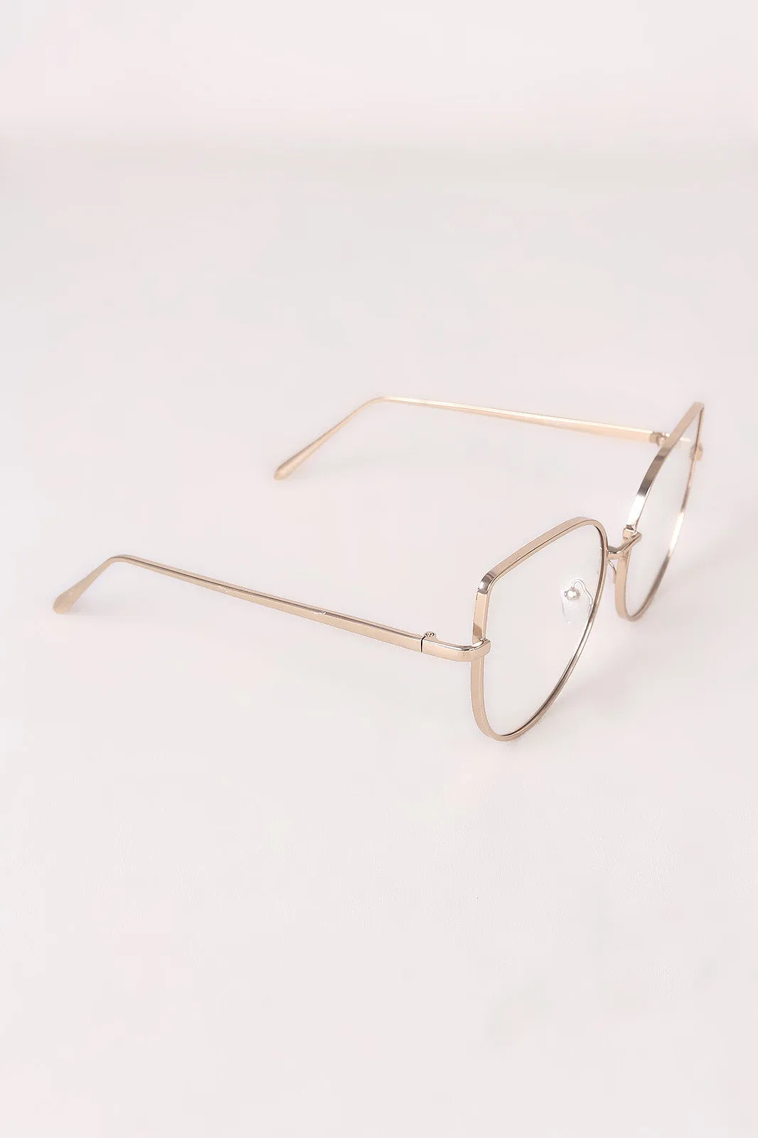 Simple Oversized Clear Lenses Cat Eyed Glasses