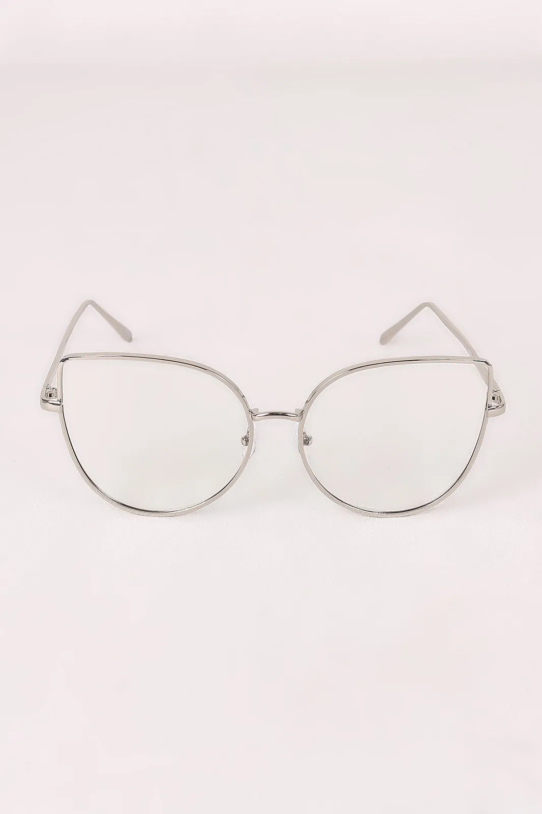 Simple Oversized Clear Lenses Cat Eyed Glasses