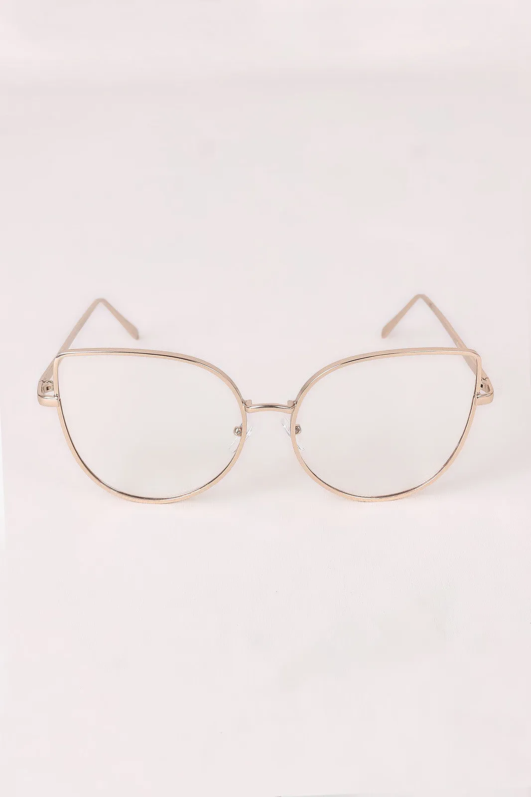 Simple Oversized Clear Lenses Cat Eyed Glasses