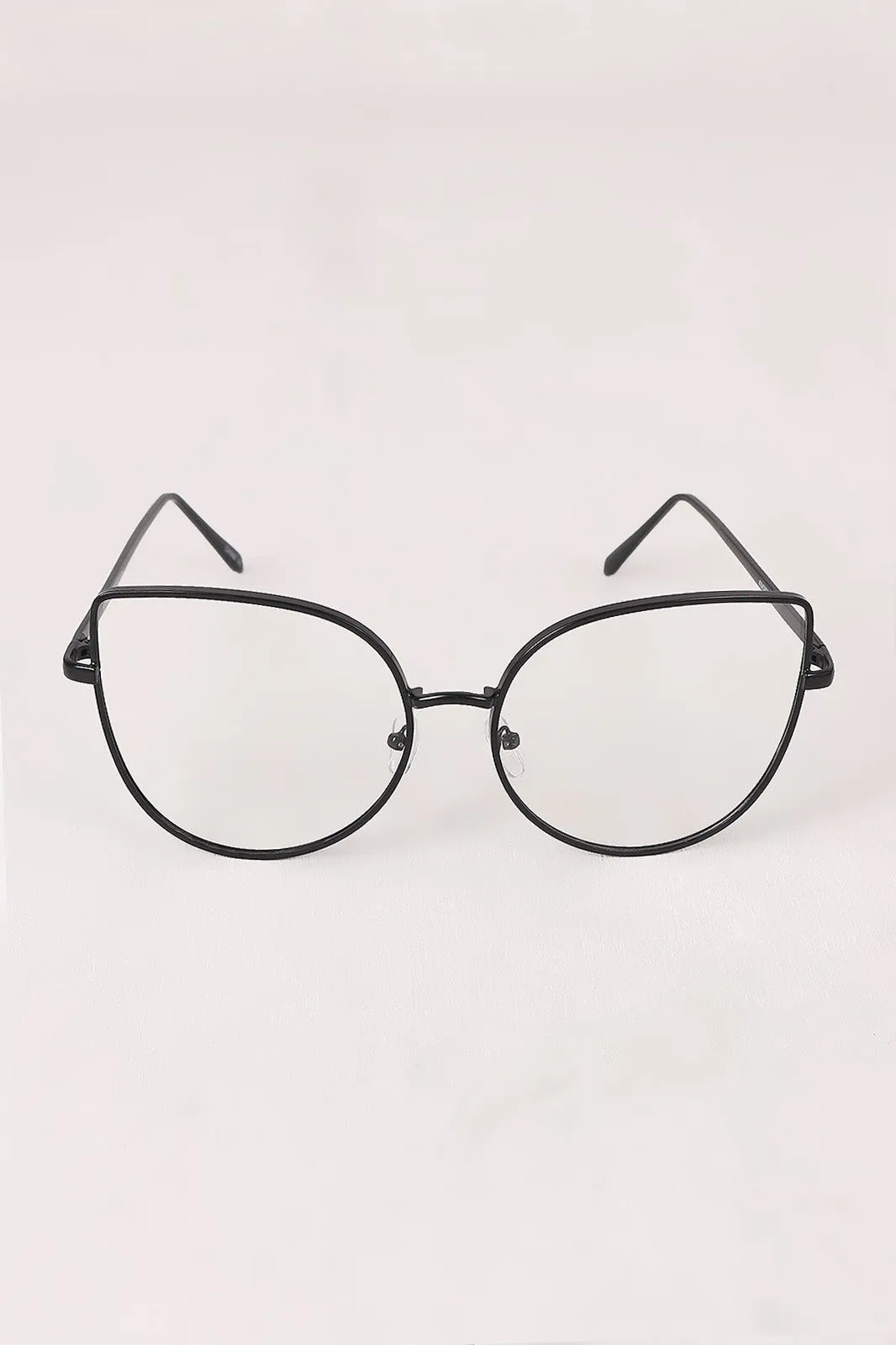 Simple Oversized Clear Lenses Cat Eyed Glasses